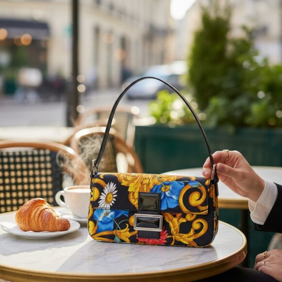 Stuart Weitzman Handbags - Designer Stuart Weitzman Floral Print Fabric/Patent Leather Handbag